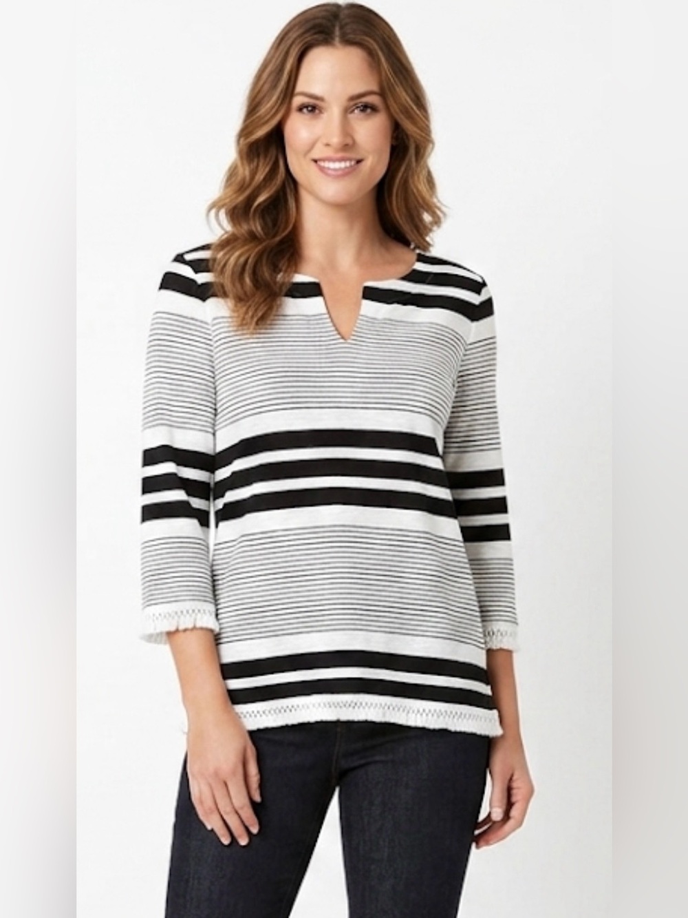 T by Talbots Fringe Trim Top